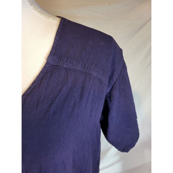 El Huarache Cottons Navy Blue Size L‎ Button Up Lagenlook - Picture 2 of 6